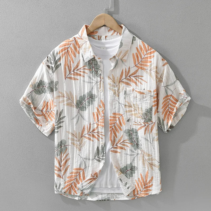 Henry Linen Tropical Print Shirt