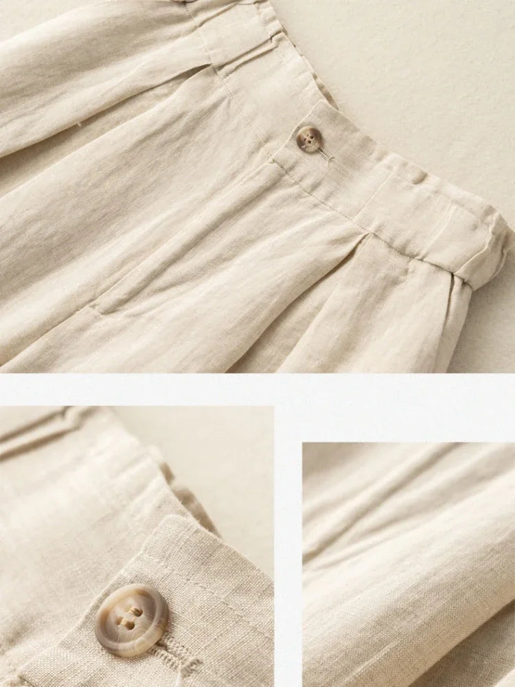 Rosalie Cotton Linen Pleated Shorts