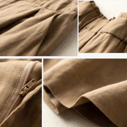 Rosalie Cotton Linen Pleated Shorts