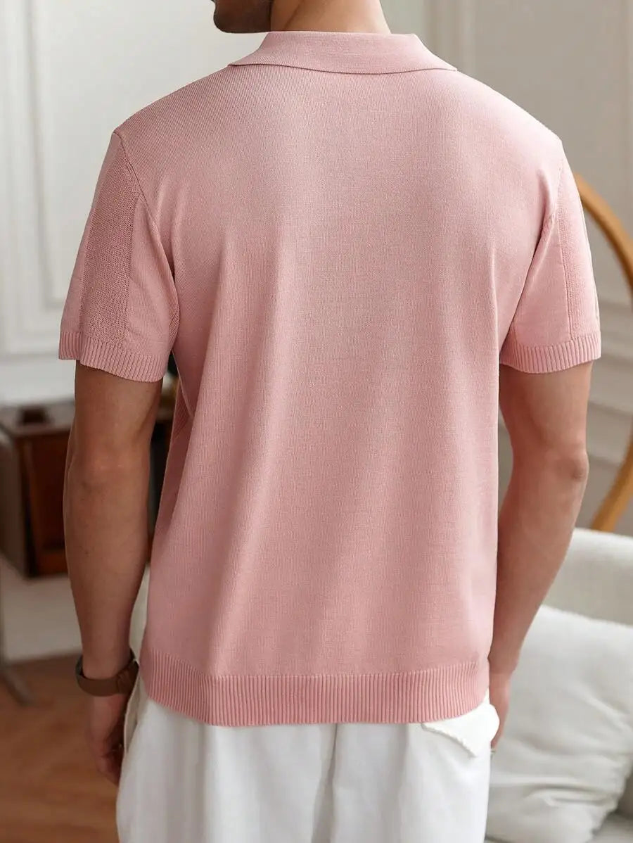 Naples Striped Knit Polo Shirt