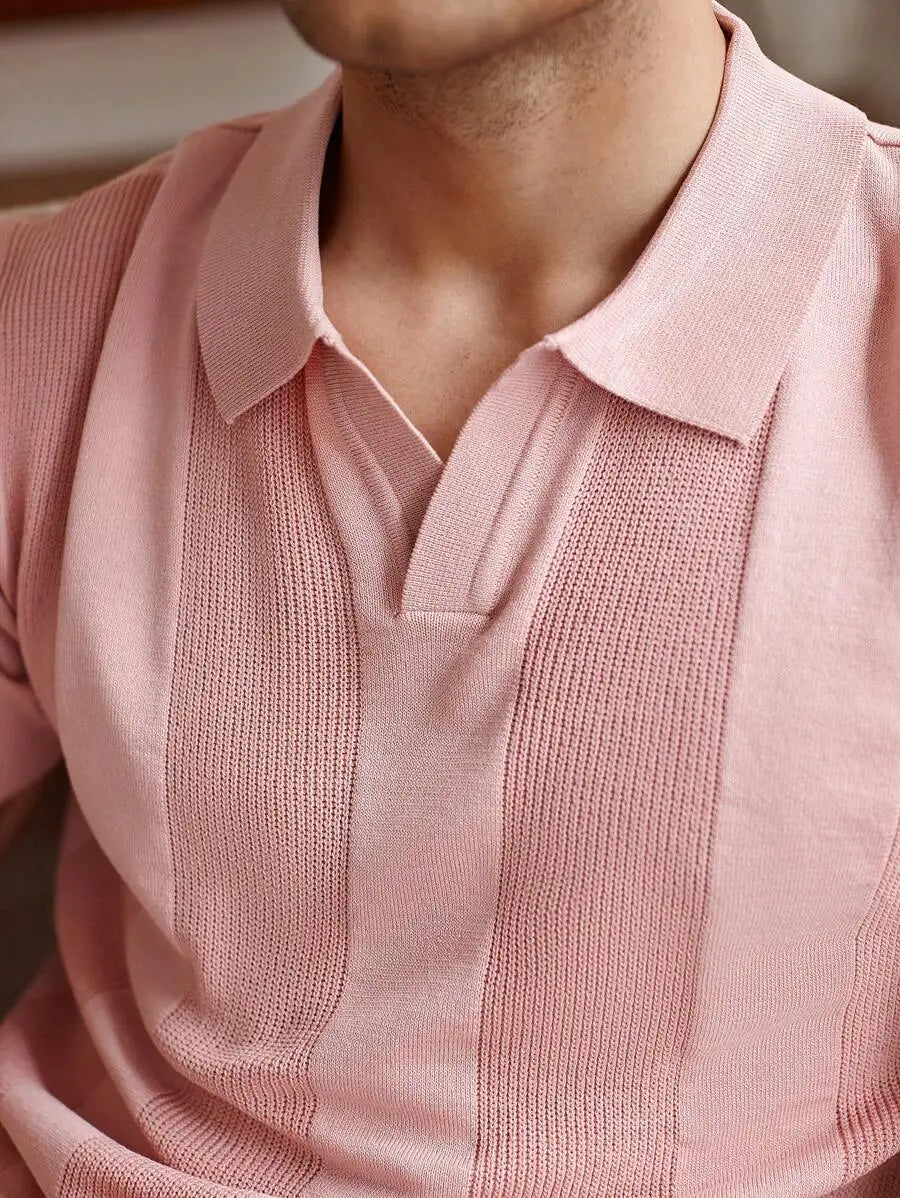 Naples Striped Knit Polo Shirt