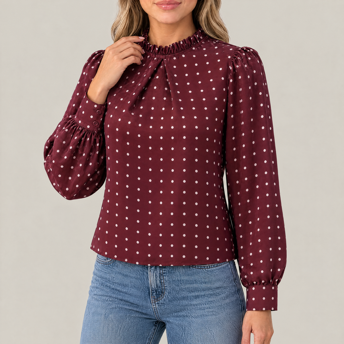 Mia Polka Dot Ruffle Blouse
