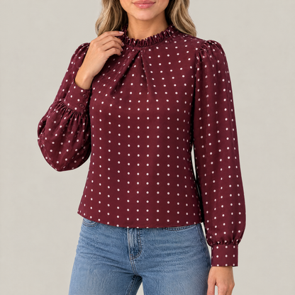 Mia Polka Dot Ruffle Blouse