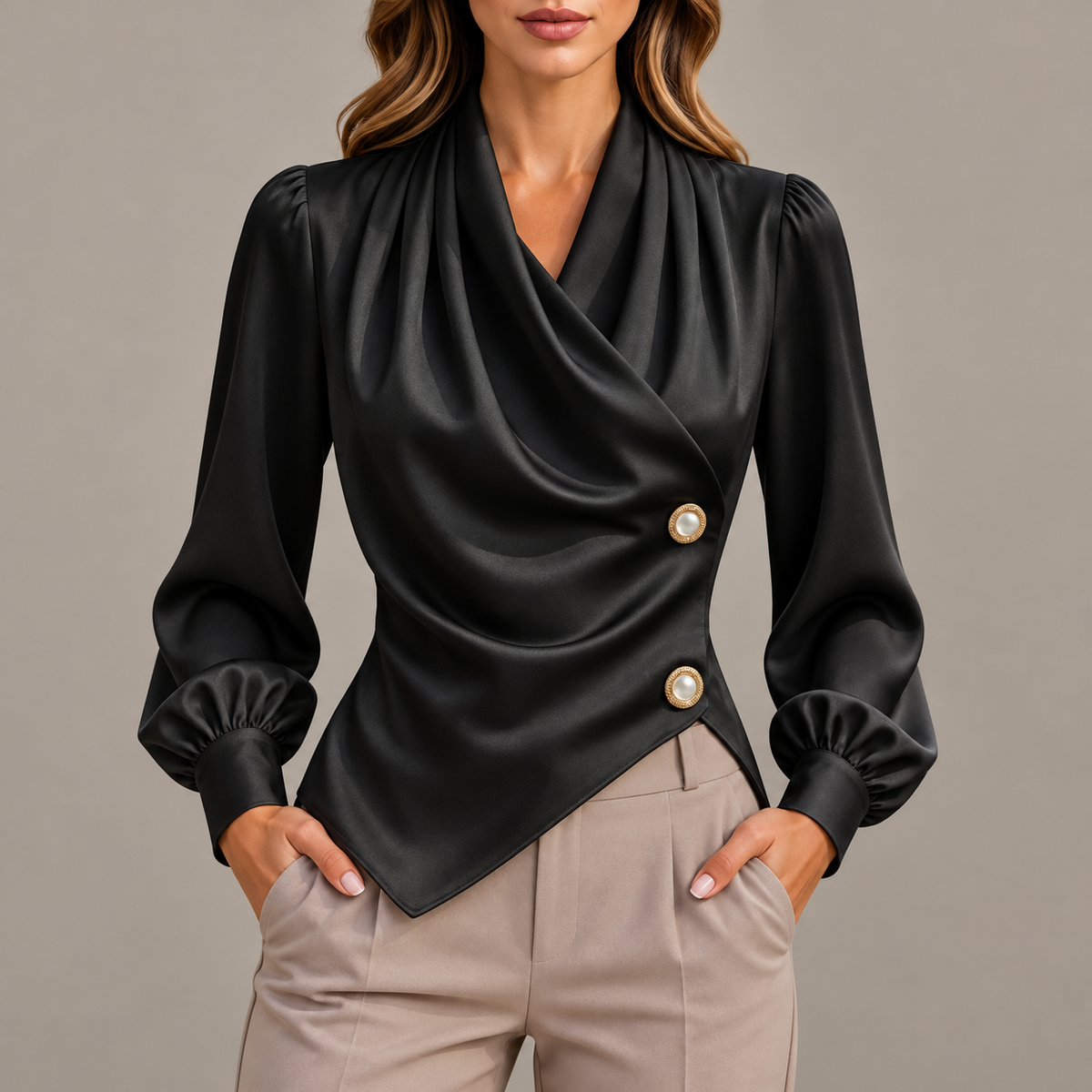 Clara Draped Wrap Blouse