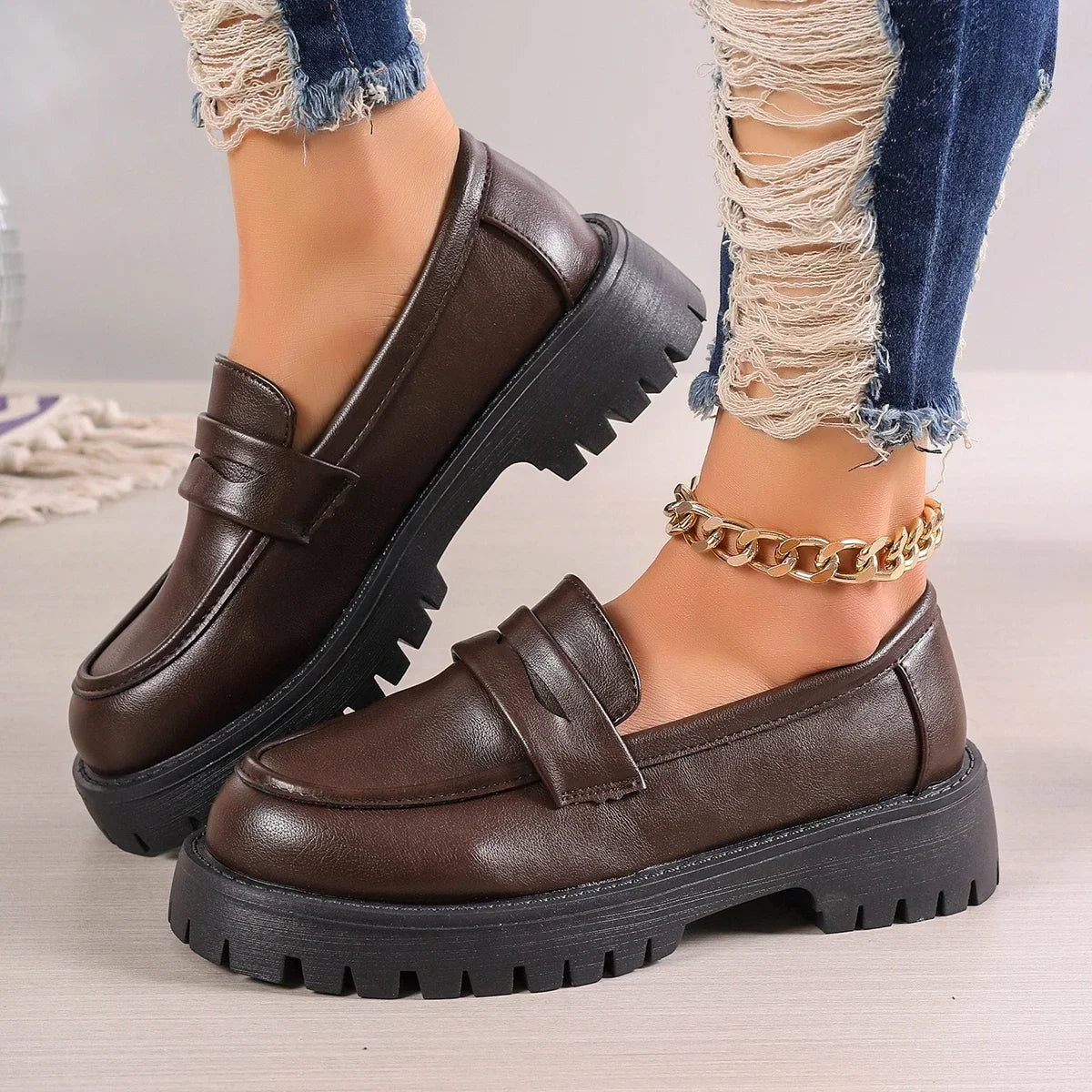 Madeline Platform Leather Loafers