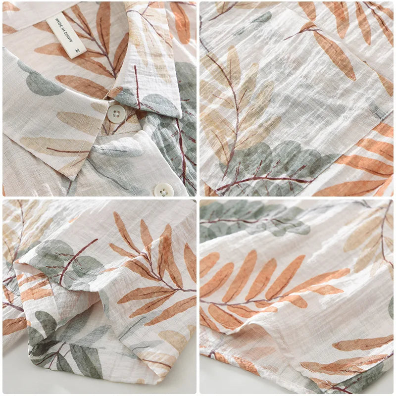 Henry Linen Tropical Print Shirt