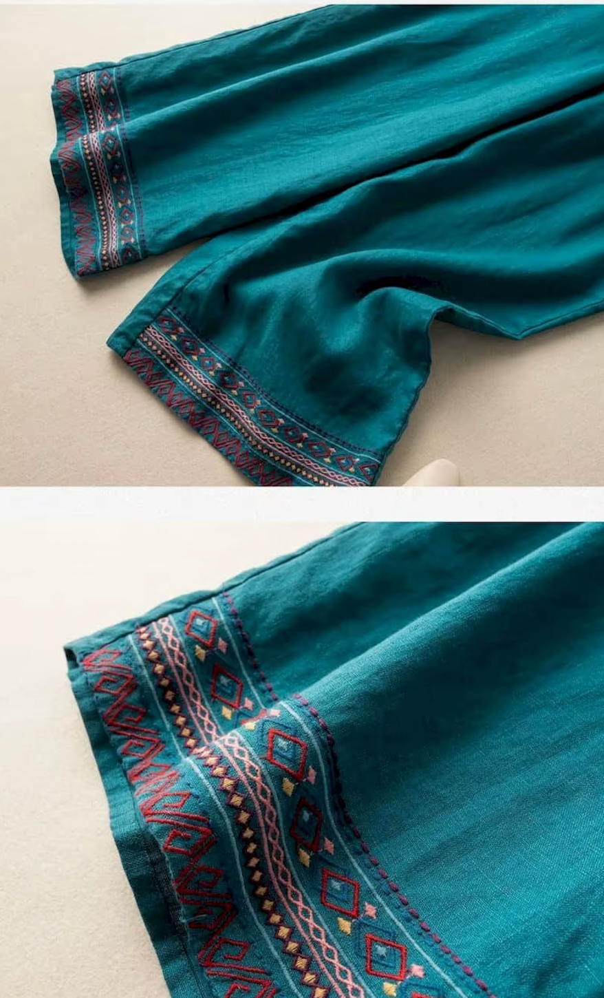 Mirelle Cotton Linen Wide-Leg Pants
