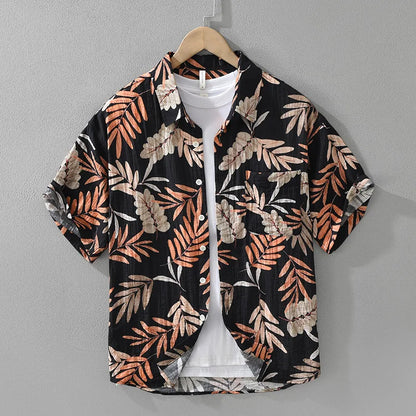 Henry Linen Tropical Print Shirt