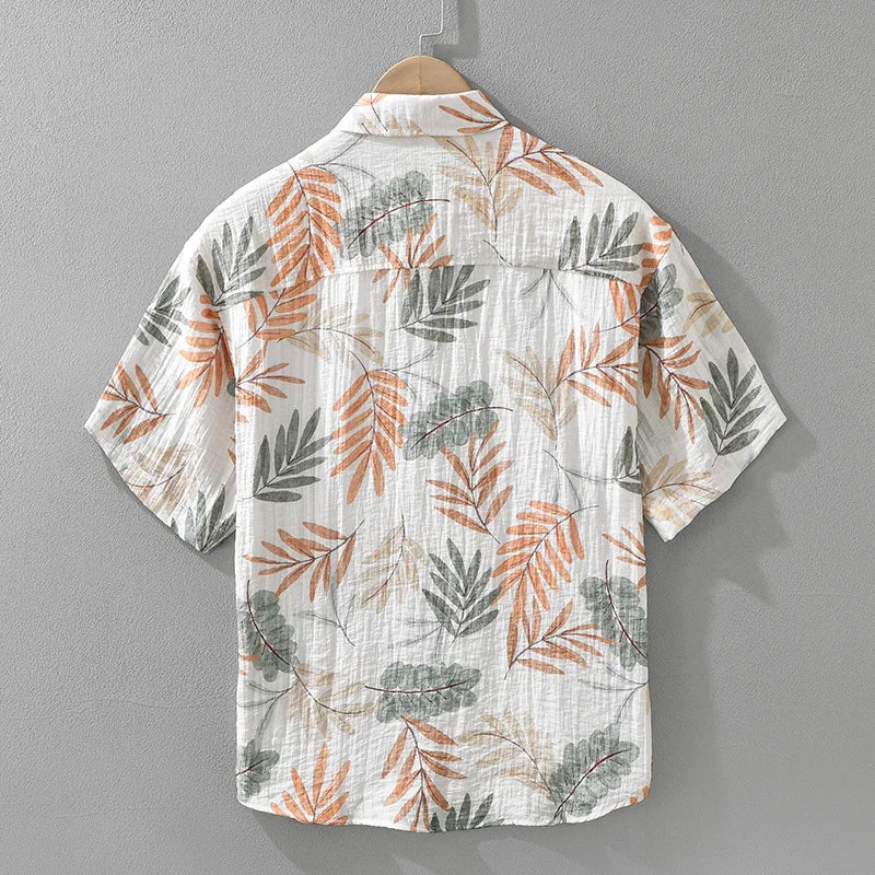Henry Linen Tropical Print Shirt