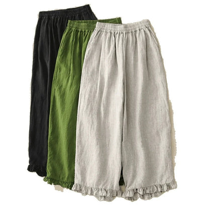 Isla Cotton Linen Ruffle Pants