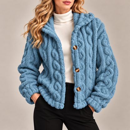 Amelia Plush Cable-Knit Jacket