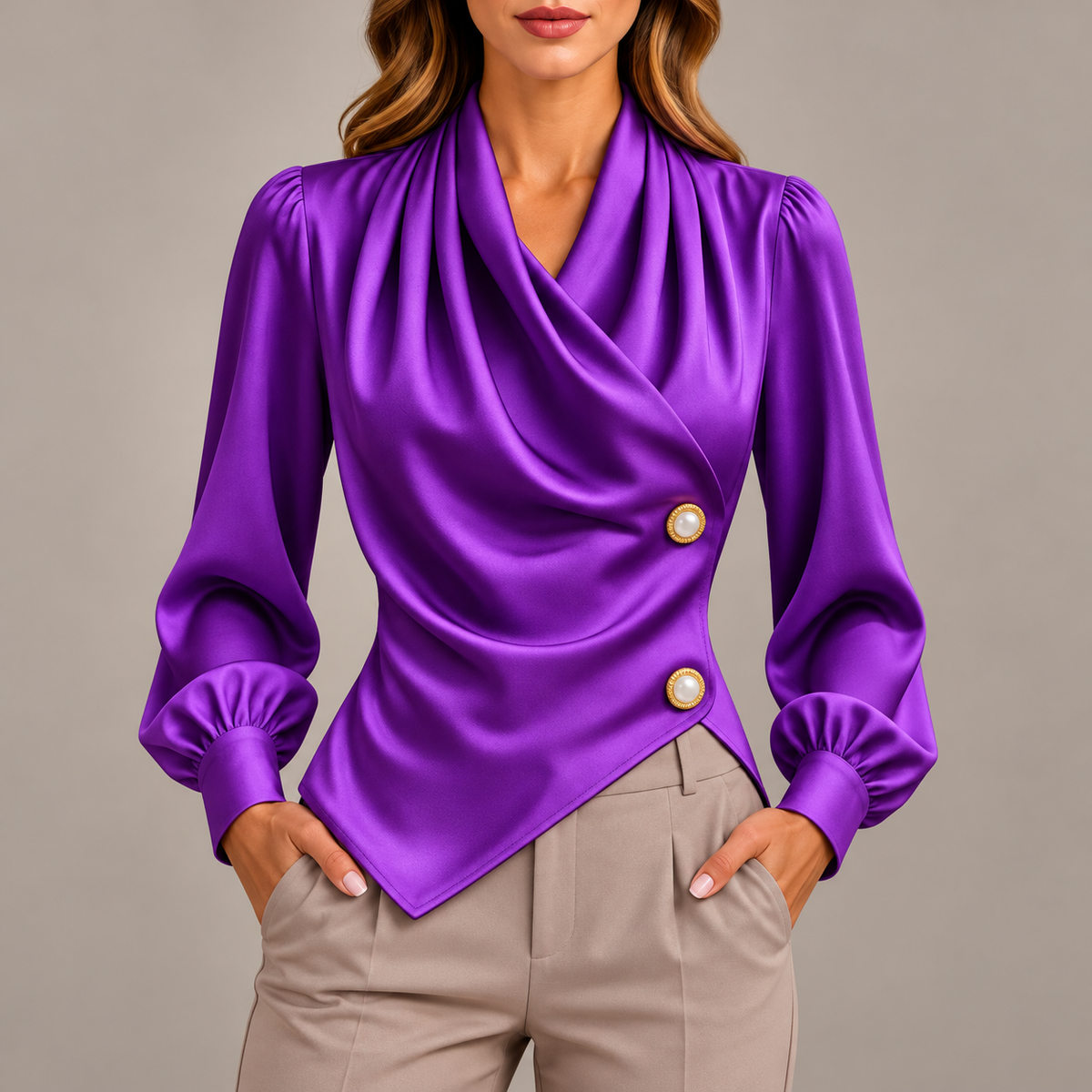 Clara Draped Wrap Blouse