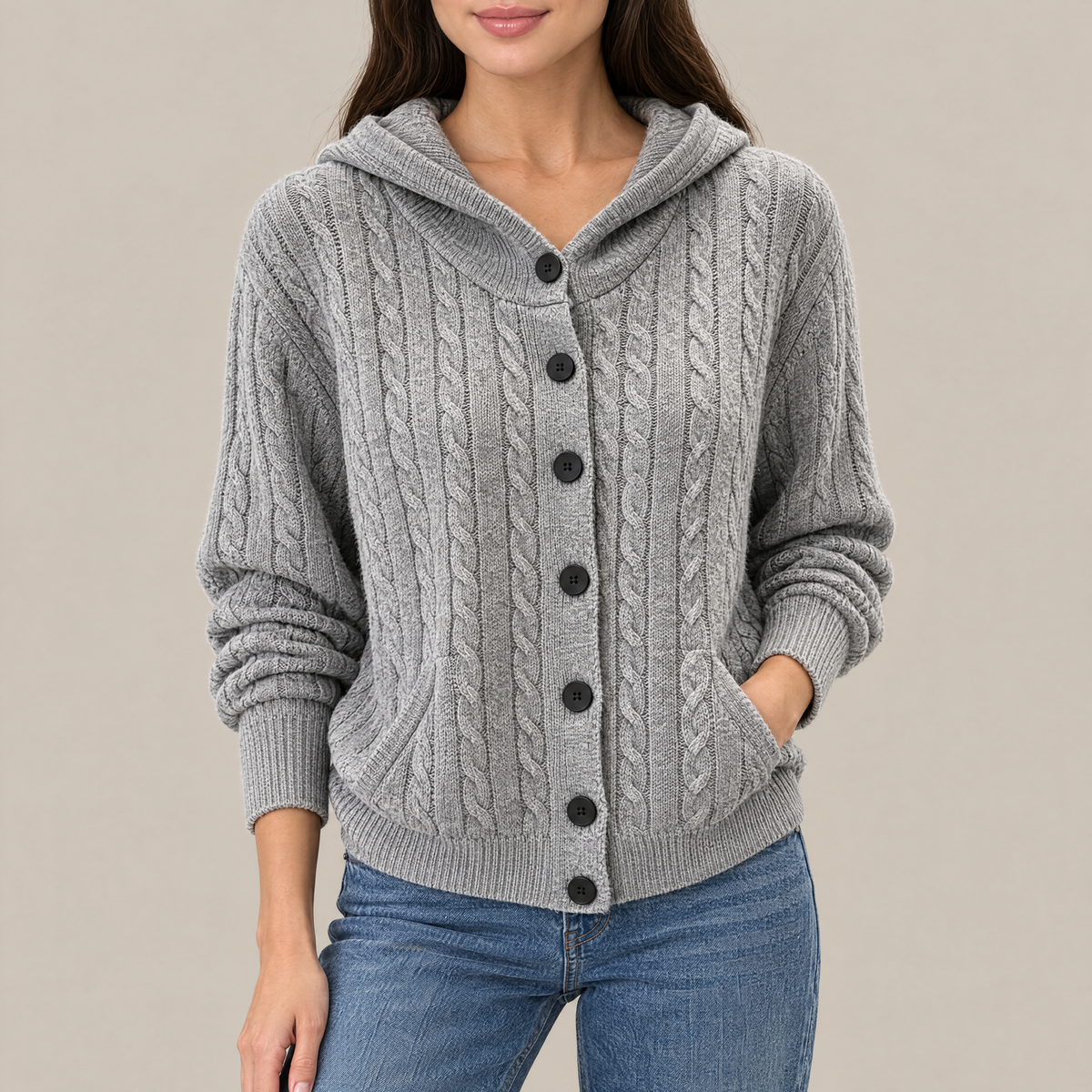 Clara Cable Knit Hooded Cardigan