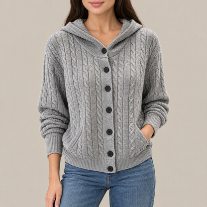 Clara Cable Knit Hooded Cardigan