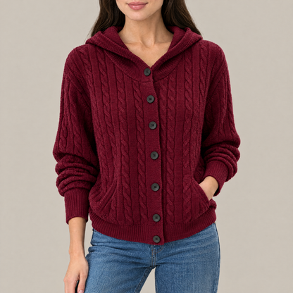 Clara Cable Knit Hooded Cardigan
