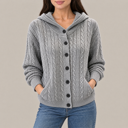 Clara Cable Knit Hooded Cardigan