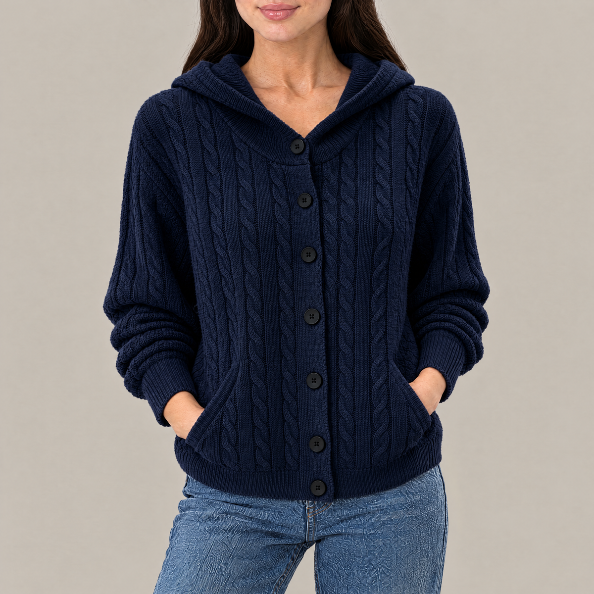 Clara Cable Knit Hooded Cardigan