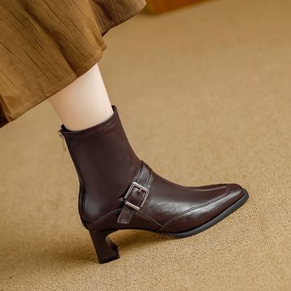 Vionette Leather Buckle Boots