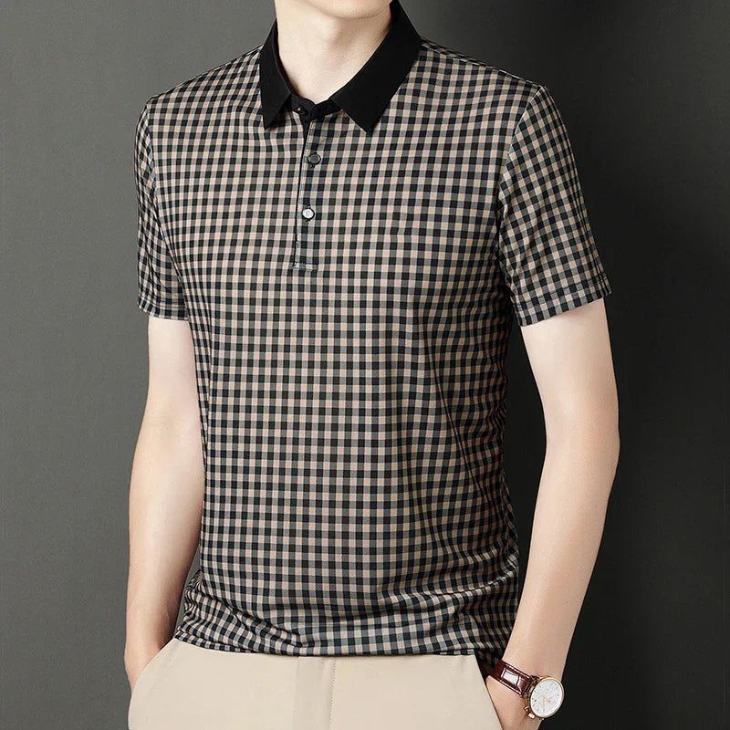 Stanford Grid Plaid Polo