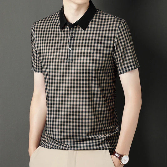Stanford Grid Plaid Polo