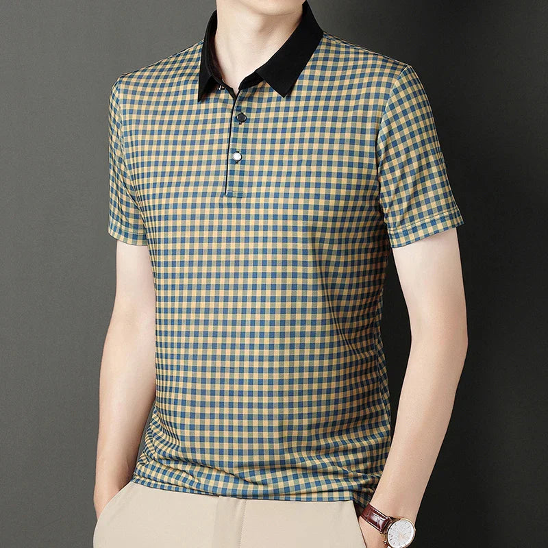 Stanford Grid Plaid Polo